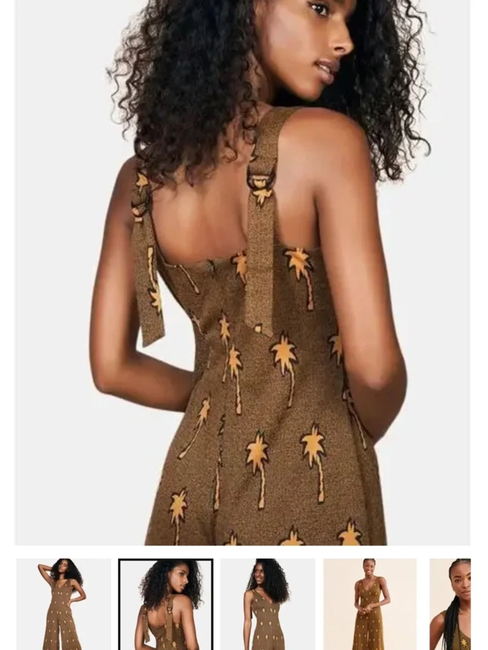 Anthropologie Brown Palm-Print Knit Sleeveless Jumpsuit - Picture 2 of 7